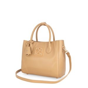 Bolsa Tote Chica con Charm color Camel