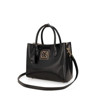 Bolsa Tote Chica con Charm color Negro