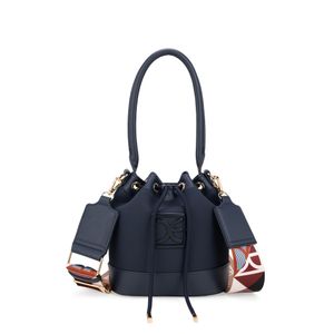 Bolsa Drawstring Mediana Textil con Jareta color Azul Marino