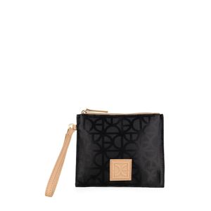 Cosmetiquera Chica Textil Con Maneral Color Negro
