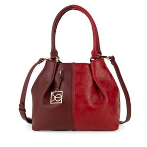 Bolsa Satchel con Charm color Rojo Tinto