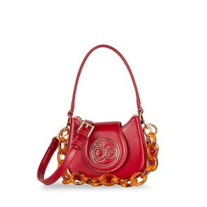 Lady Bag Chica Detalle De Cadena Color Rojo Tinto