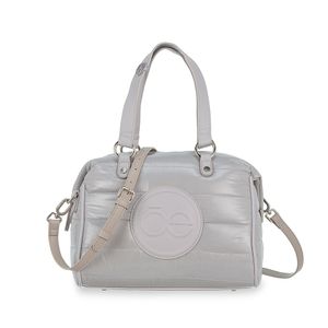Bolsa Hobo Mediana Acolchada Color Gris