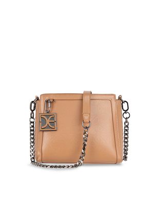 Bolsa Crossbody Con Charm Color Camel