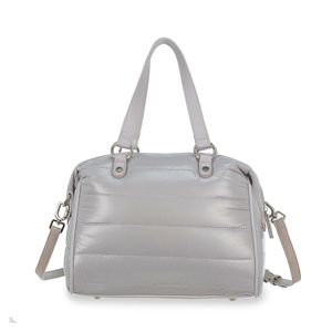 Bolsa Hobo Mediana Acolchada Color Gris