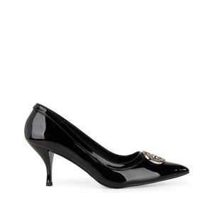 Zapatilla Puntal Tacón De Aguja Charol Color Negro
