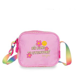 Bolsa Crossbody Mediana Textil Para Niña Color Rosa