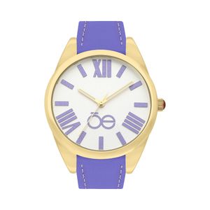 Reloj Análogo Para Dama Correa De Tacto Piel Color Morado