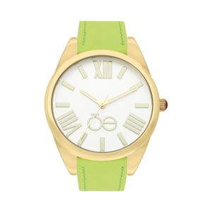 Reloj Análogo Para Dama Correa De Tacto Piel Color Verde