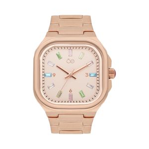 Reloj Análogo Para Dama Con Indicadores De Colores Y Correa De Acero Inoxidable Color Copper