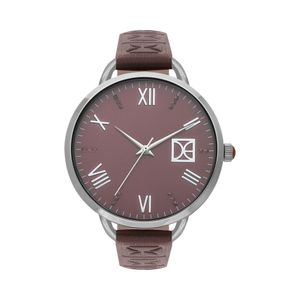 Reloj Análogo Para Dama Correa De Tacto Piel Color Rojo