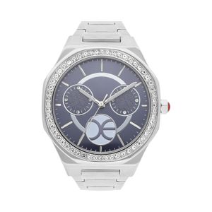 Reloj Análogo Para Dama Con Pedrería En Bisel Color Plata