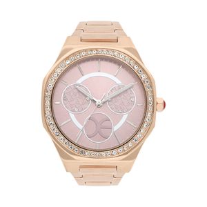 Reloj Análogo Para Dama Con Pedrería En Bisel Color Copper