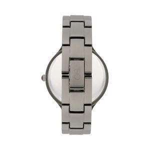 Reloj Análogo Para Dama Con Pedrería En Indicadores Y Correa De Metal Color Negro