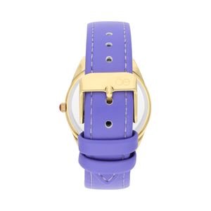 Reloj Análogo Para Dama Correa De Tacto Piel Color Morado