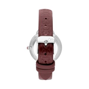Reloj Análogo Para Dama Correa De Tacto Piel Color Rojo