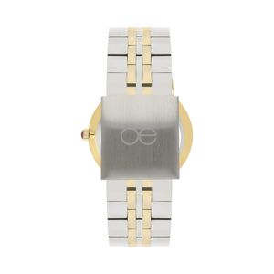 Reloj Análogo Para Dama Con Pedrería, Trama En El Fondo Y Extensible Color Dorado