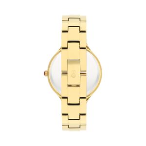 Reloj Análogo Para Dama Con Pedrería En Indicadores Y Correa De Metal Color Oro