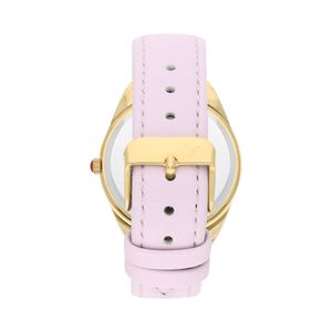 Reloj Análogo Para Dama Correa De Tacto Piel Color Rosa
