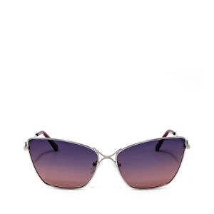 Lente Solar En Forma Cat Eye Con Armazón De Metal Color Plata
