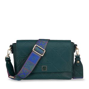 Bolsa Crossbody Troquelado A Rombos Color Verde Petróleo