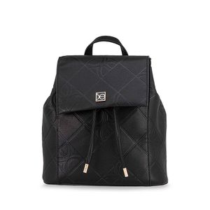 Mochila Mediana Troquelado A Rombos Color Negro