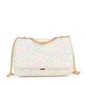 Bolsa Crossbody Monograma Troquelado Color Blanco