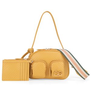 Bolsa Crossbody Con Monedero Color Camel