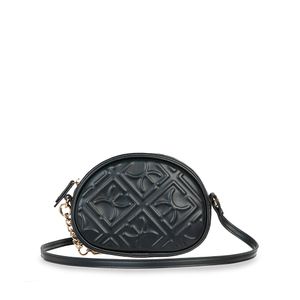 Bolsa Crossbody Chica Monograma En Alto Relieve Color Negro