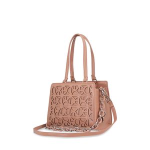 Bolsa Satchel Chica Detalle Cadena Color Nude