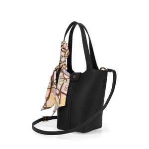 Bolsa Tote Mediana Con Mascada Color Negro
