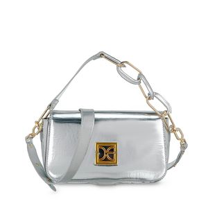 Lady Bag Mediana Charol Asas Intercambiables Color Plata