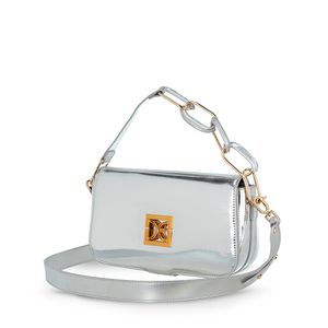 Lady Bag Mediana Charol Asas Intercambiables Color Plata