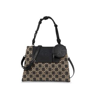 Bolsa Satchel Grande Con Monedero Color Negro Multicolor