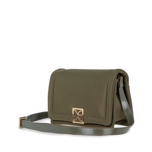 Bolsa Crossbody Mediana Textil Color Verde Olivo