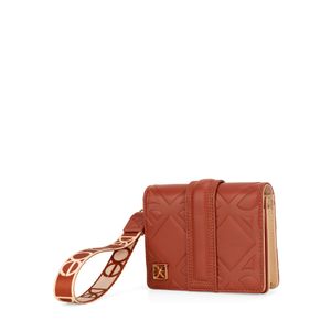 Cartera Flap Mediana con Maneral color Naranja