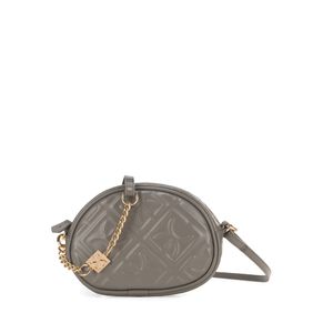 Bolsa Crossbody Chica Monograma En Alto Relieve Color Gris