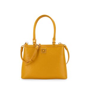 Bolsa Satchel Mediana Monograma Troquelado Color Ocre