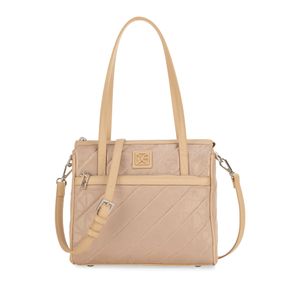 Bolsa Satchel Mediana Textil Color Beige