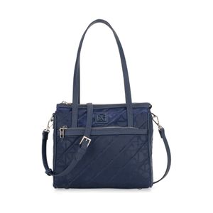 Bolsa Satchel Mediana Textil Color Azul