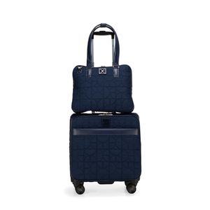 Set De Viaje Maleta De Cabina 20 Plg Más Bolsa Porta Laptop Color Azul Marino
