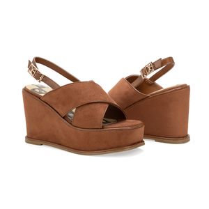 Sandalia De Plataforma En Suede Color Camel