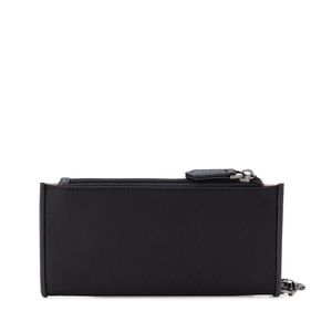 Cartera Flap Grande Textil Con Maneral De Cadena Color Negro