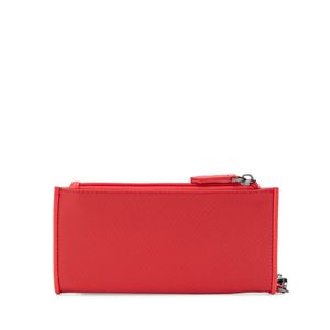 Cartera Flap Grande Textil Con Maneral De Cadena Color Rojo