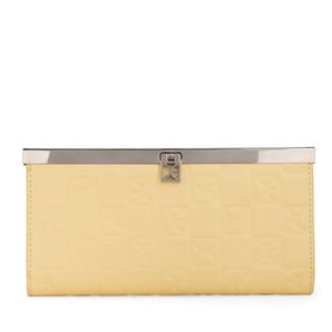 Cartera Flap Grande Monograma Troquelado Color Amarillo