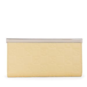 Cartera Flap Grande Monograma Troquelado Color Amarillo