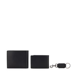 Set De Cartera Tarjetero Y Llavero Para Hombre Color Negro