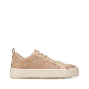 Tenis Clásicos En Suede Con Plataforma Color Camel