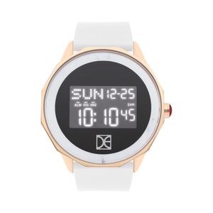 Reloj Digital Unisex Con Correa De Silicón Y Madre Perla En Carátula Color Blanco