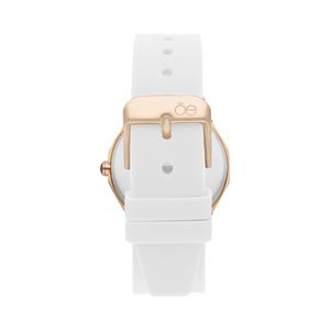 Reloj Digital Unisex Con Correa De Silicón Y Madre Perla En Carátula Color Blanco